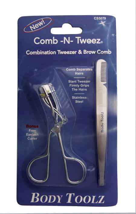 Comb N Tweez Slant Tweezer & Eyelash Curler (CS5079)